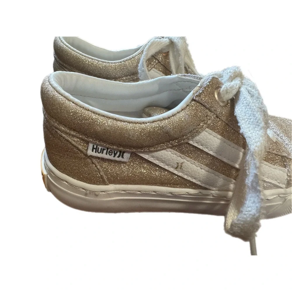 Hurley Boardy Sneakers Kids Size 11 Gold Glitter Low Top Lace Up‎